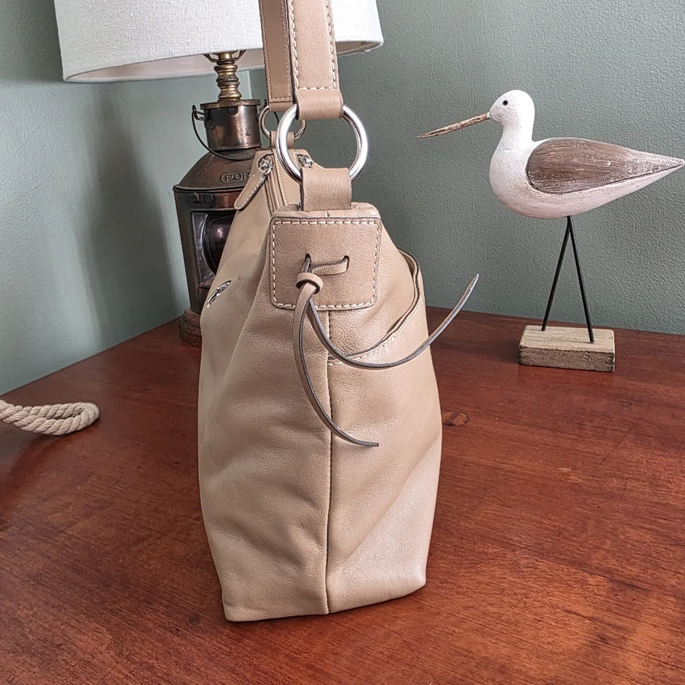 Etienne Aigner Tan Leather Hobo Shoulder Bag Minimalist Y2K